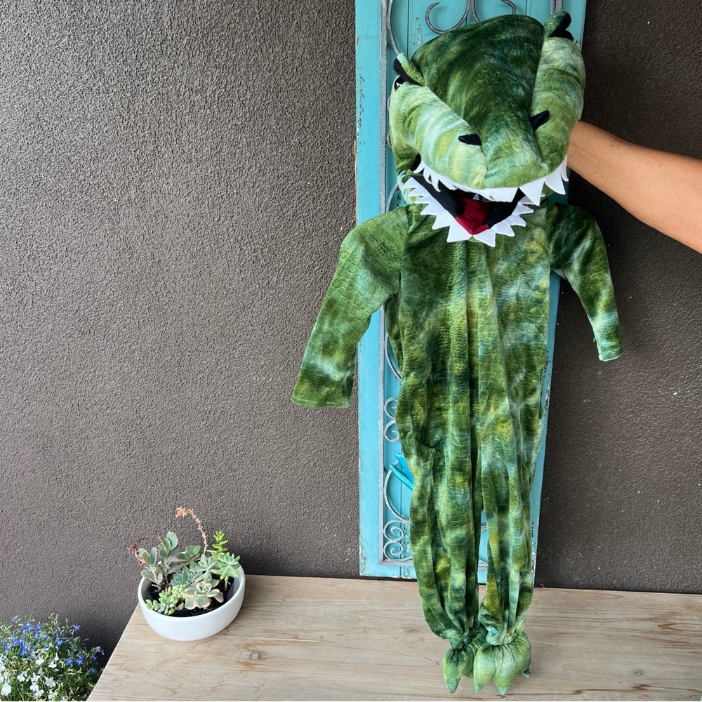 EUC POTTERY BARN KIDS LIGHT UP GREEN T-REX DINOSAUR COSTUME - 3t